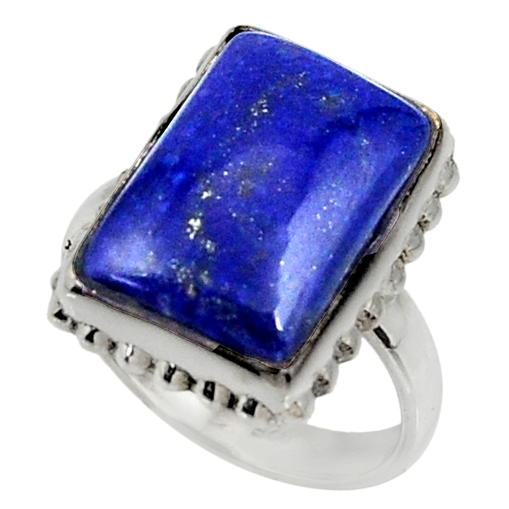 12.29cts natural blue lapis lazuli 925 silver solitaire ring size 7.5 r28265