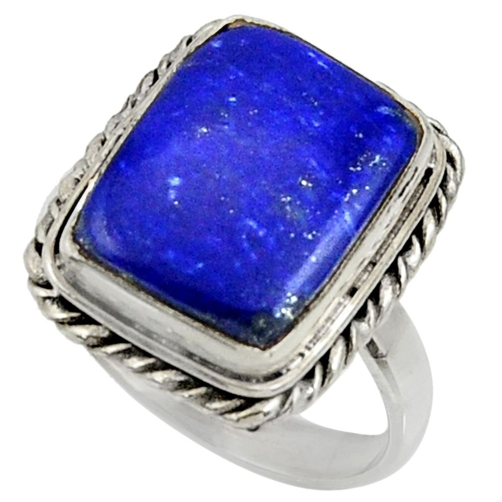 9.72cts natural blue lapis lazuli 925 silver solitaire ring size 8.5 r28276