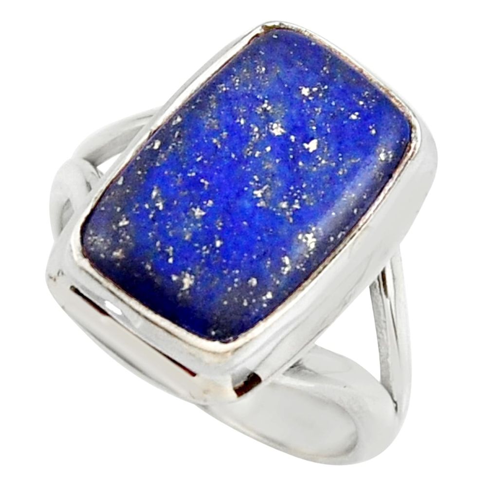 7.51cts natural blue lapis lazuli 925 silver solitaire ring size 7.5 r28748