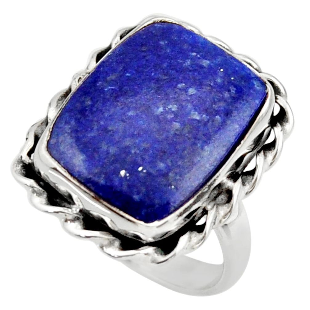 13.24cts natural blue lapis lazuli 925 silver solitaire ring size 7.5 r28755