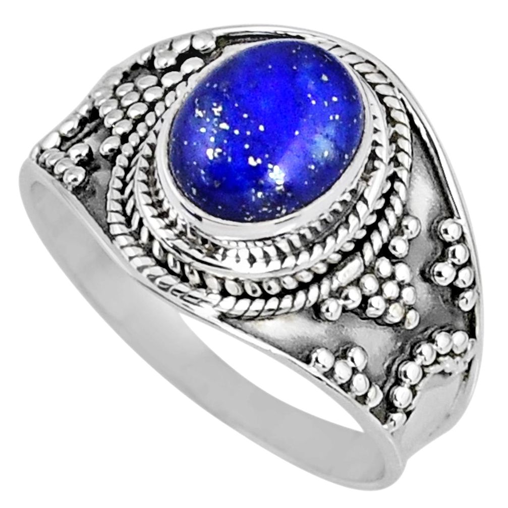 3.26cts natural blue lapis lazuli 925 silver solitaire ring size 8.5 r58256