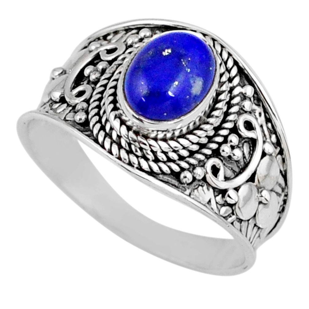 2.07cts natural blue lapis lazuli 925 silver solitaire ring size 8.5 r58608