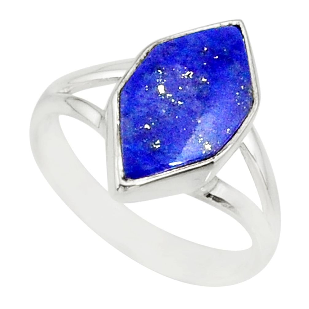 5.22cts natural blue lapis lazuli 925 silver solitaire ring size 6.5 r80234