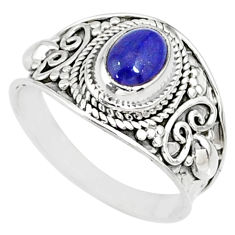 2.14cts natural blue lapis lazuli 925 silver solitaire ring size 8.5 r81431