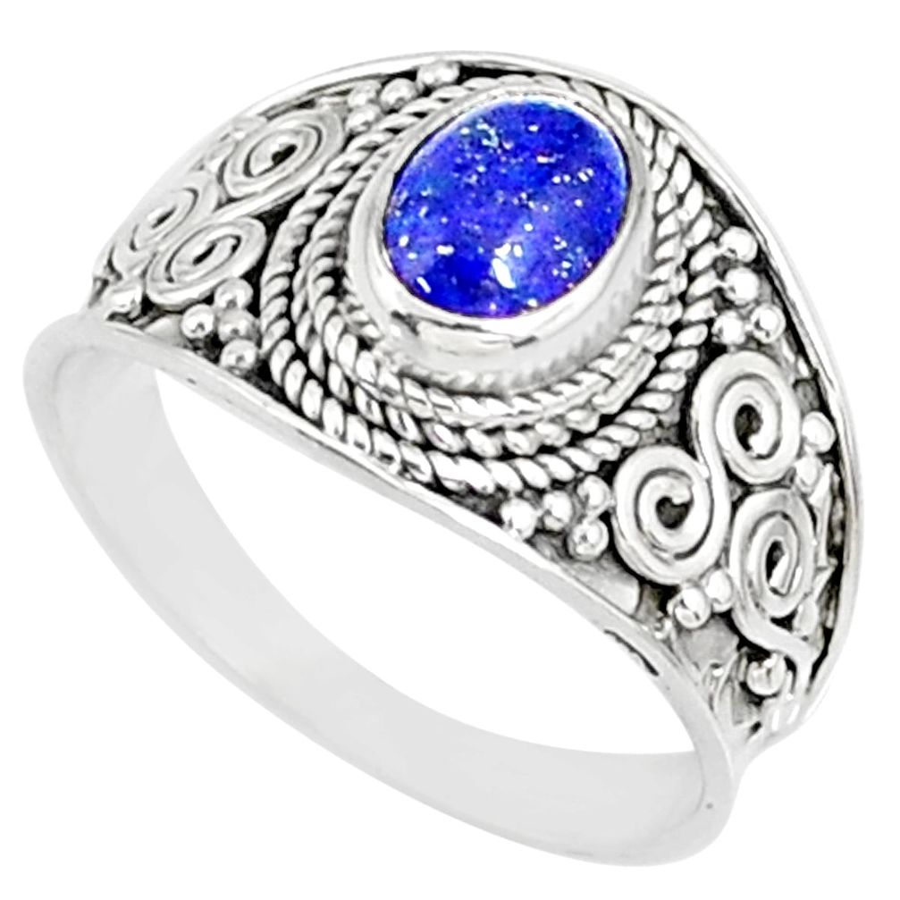 2.13cts natural blue lapis lazuli 925 silver solitaire ring size 8.5 r81438