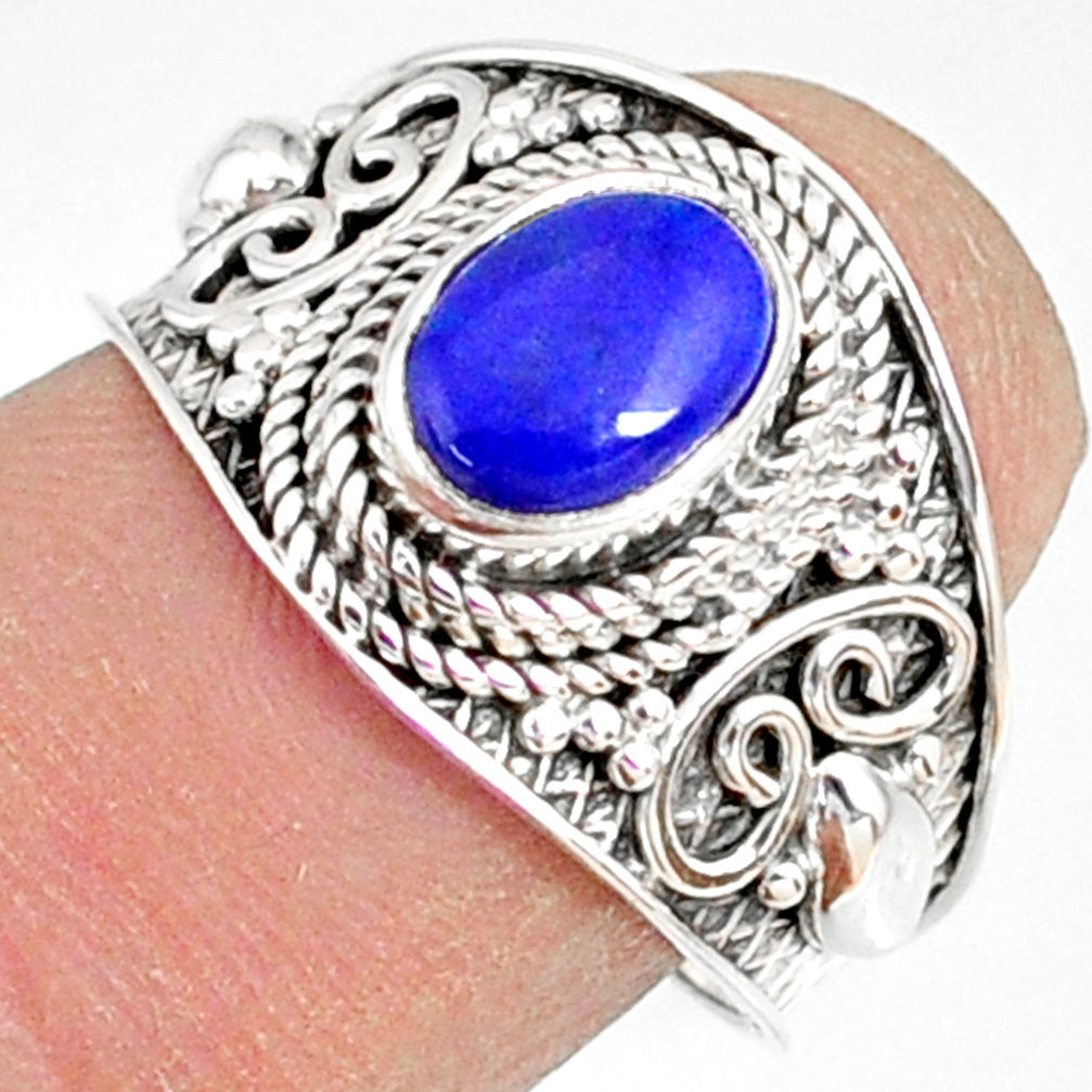 2.13cts natural blue lapis lazuli 925 silver solitaire ring size 7.5 r81480