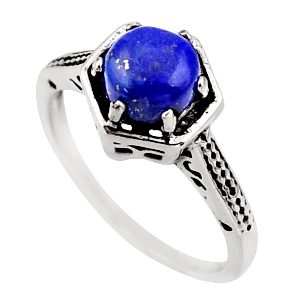 1.24cts natural blue lapis lazuli 925 silver solitaire ring size 5 r35961