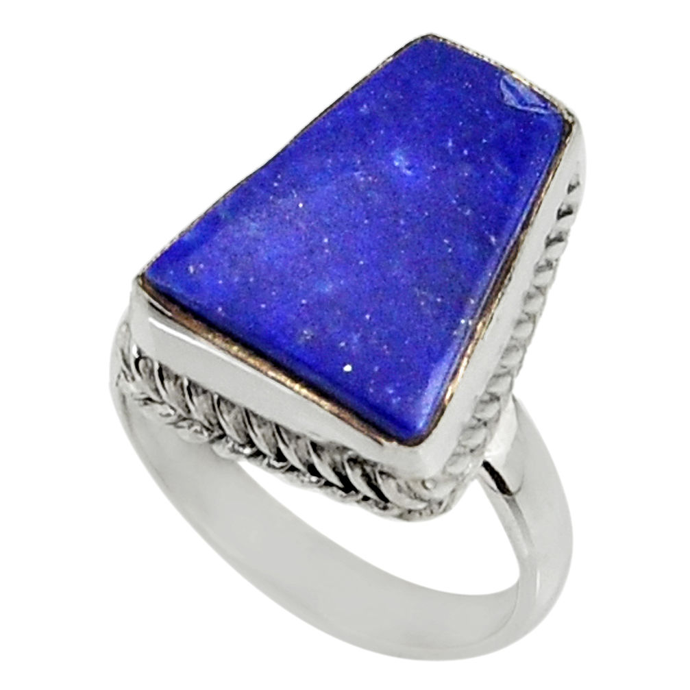 10.24cts natural blue lapis lazuli 925 silver solitaire ring size 6 r28252