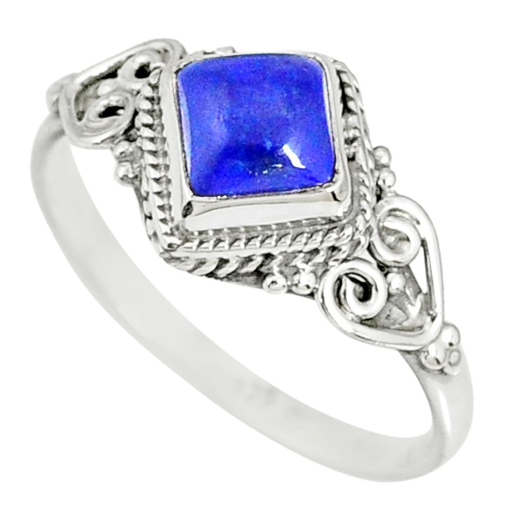 1.21cts natural blue lapis lazuli 925 silver solitaire ring size 6 r78832