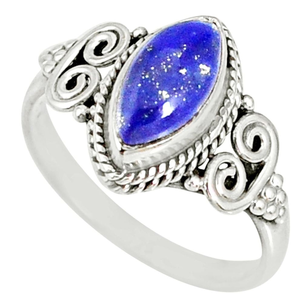 2.57cts natural blue lapis lazuli 925 silver solitaire ring size 6 r78968