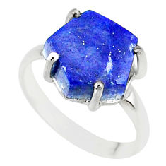 Clearance Sale- 4.91cts natural blue lapis lazuli 925 silver solitaire ring size 6 r81915