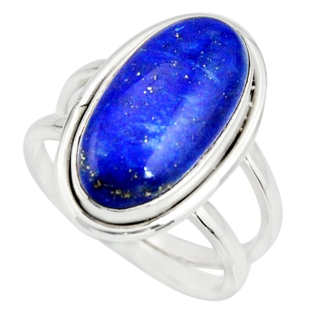 6.83cts natural blue lapis lazuli 925 silver solitaire ring size 7 r27155