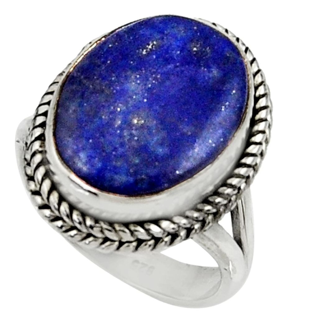 14.86cts natural blue lapis lazuli 925 silver solitaire ring size 7 r28247