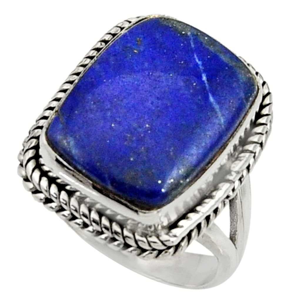 13.84cts natural blue lapis lazuli 925 silver solitaire ring size 7 r28274