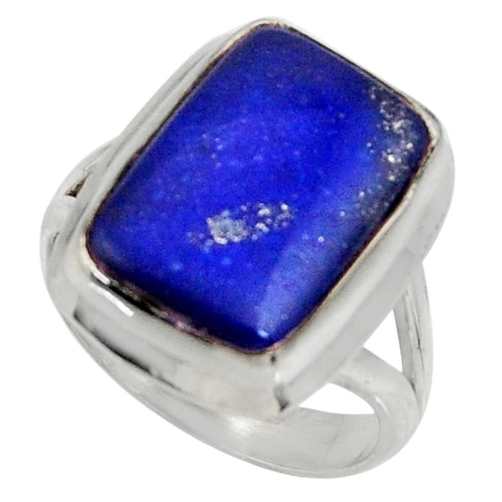 10.62cts natural blue lapis lazuli 925 silver solitaire ring size 7 r28278