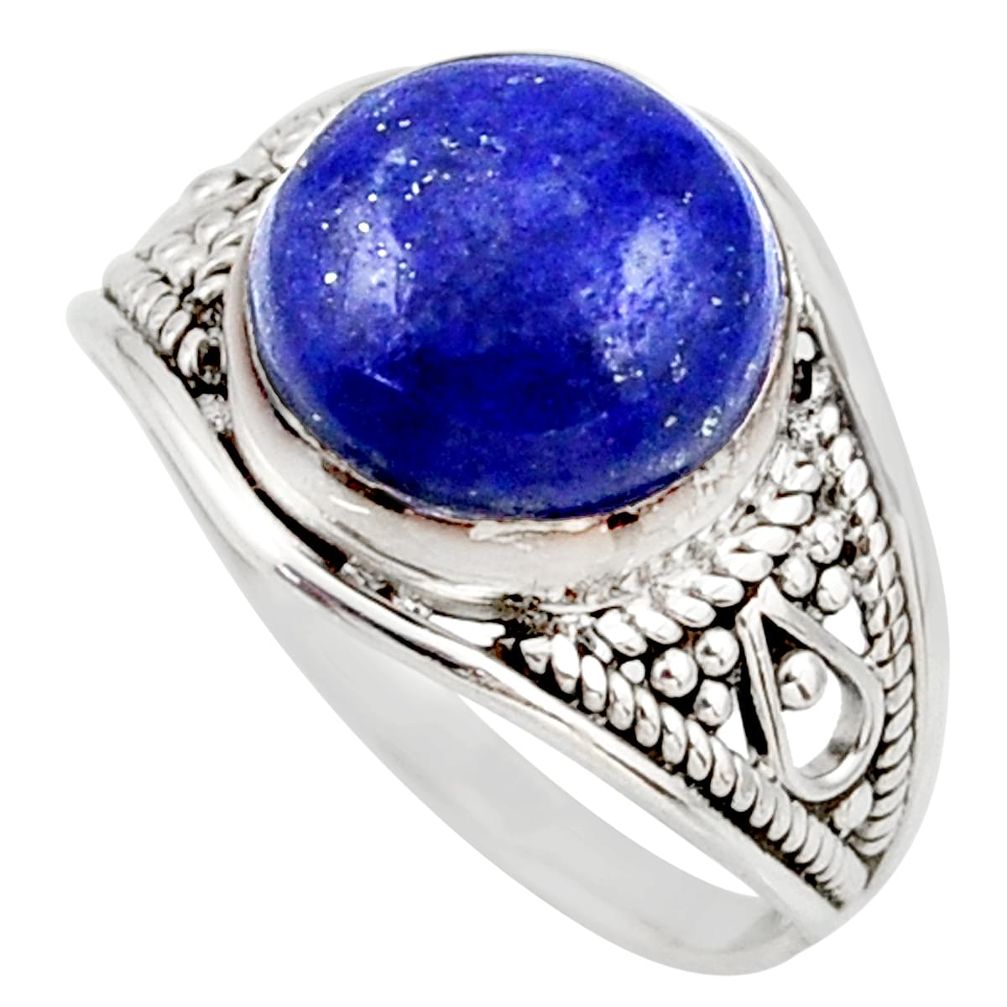 4.62cts natural blue lapis lazuli 925 silver solitaire ring size 7 r35432