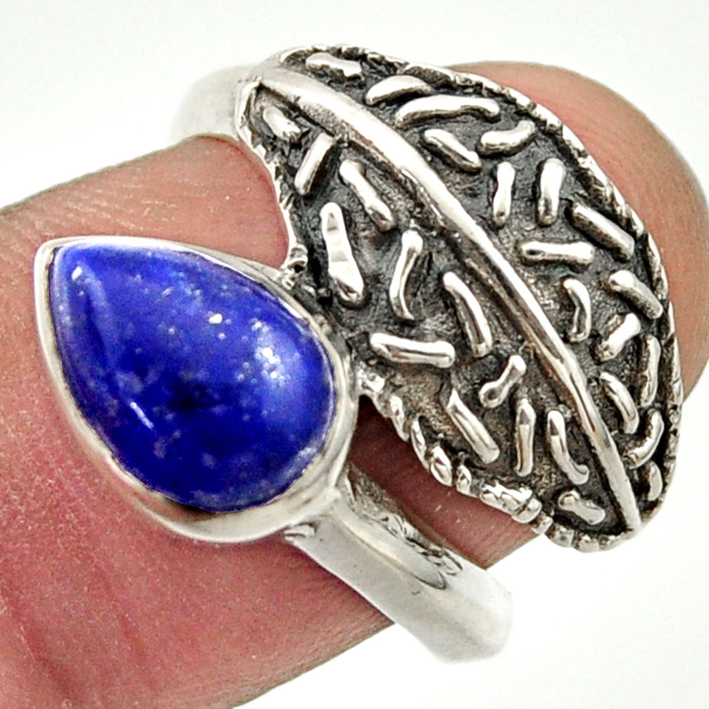 2.52cts natural blue lapis lazuli 925 silver solitaire ring size 7 r37097