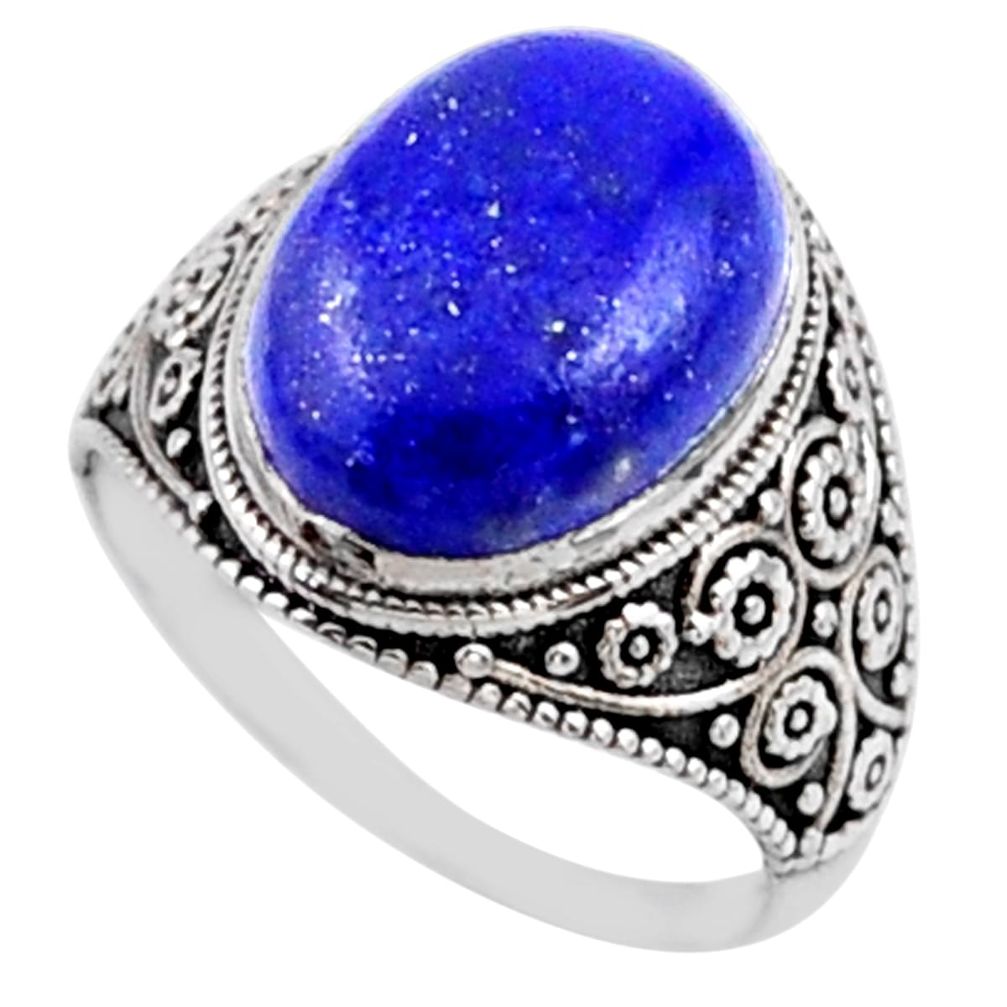 5.87cts natural blue lapis lazuli 925 silver solitaire ring size 7 r54630