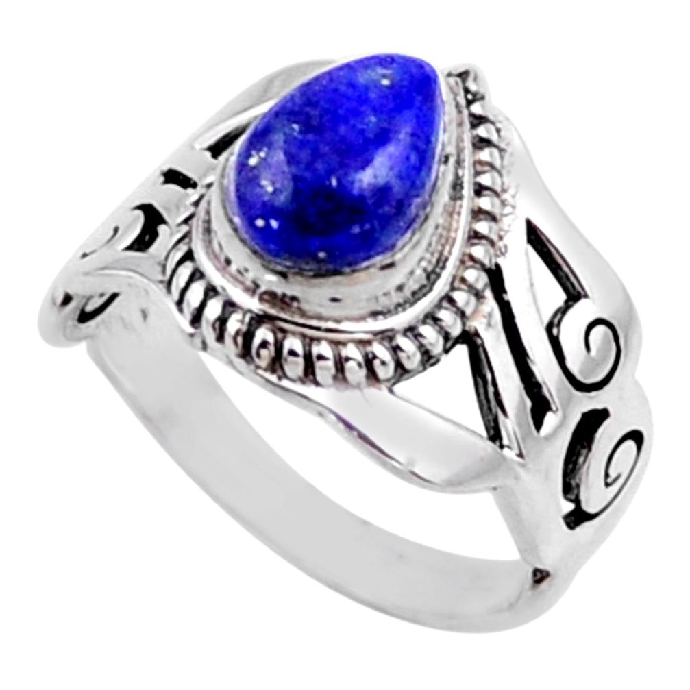 2.44cts natural blue lapis lazuli 925 silver solitaire ring size 7 r54657