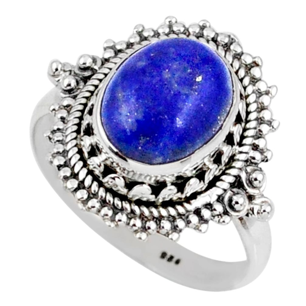 4.08cts natural blue lapis lazuli 925 silver solitaire ring size 7 r58941