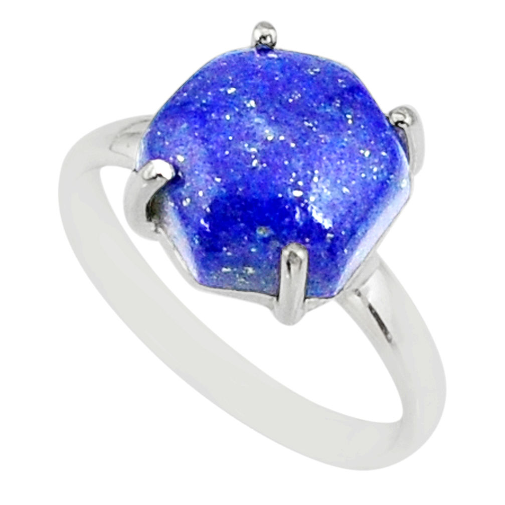 4.84cts natural blue lapis lazuli 925 silver solitaire ring size 7 r81939