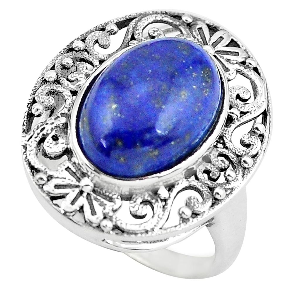 blue lapis lazuli 925 silver solitaire ring size 8 p55887