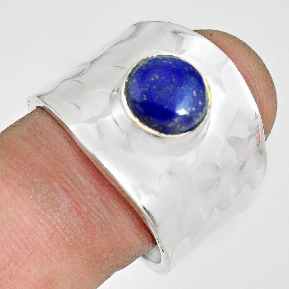 3.16cts natural blue lapis lazuli 925 silver solitaire ring size 8 p70103