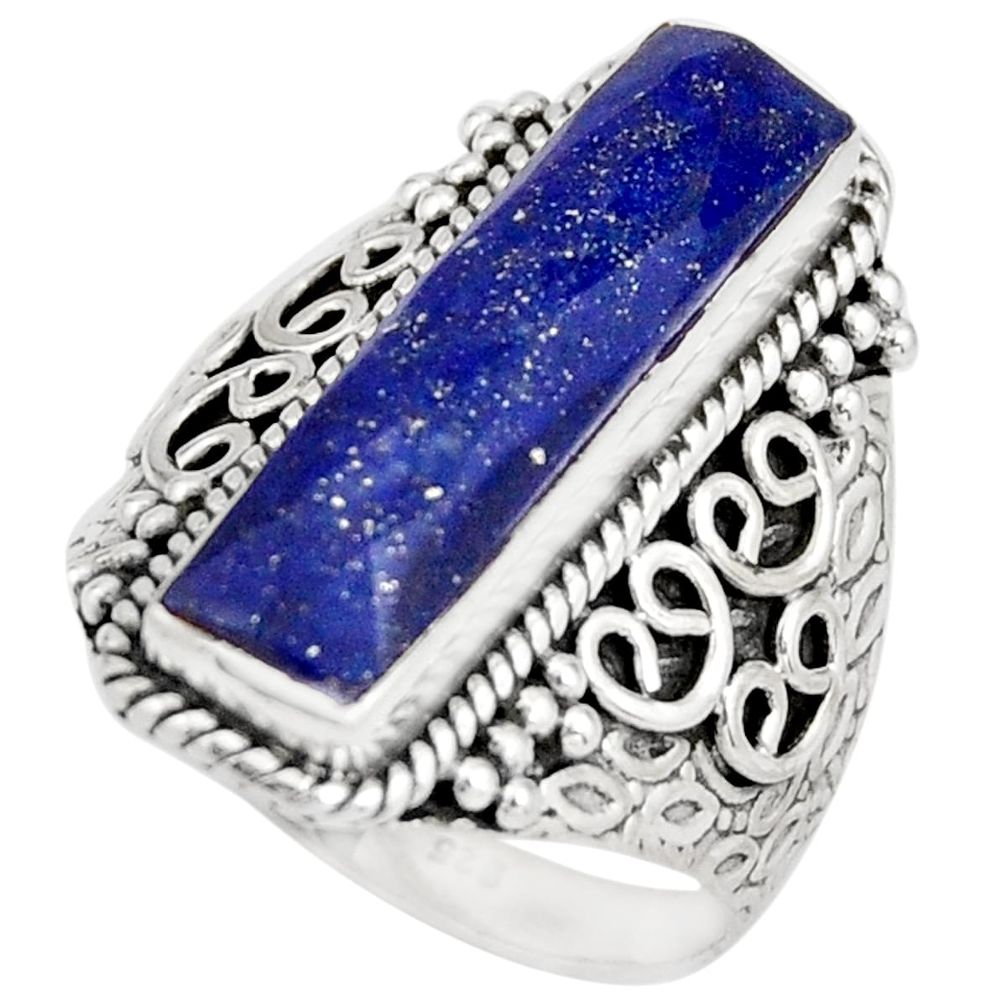 6.53cts natural blue lapis lazuli 925 silver solitaire ring size 8 r21375