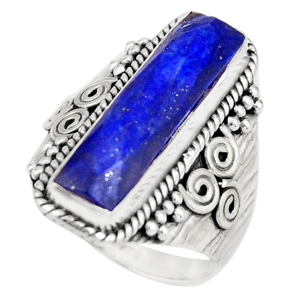 6.55cts natural blue lapis lazuli 925 silver solitaire ring size 8 r21376