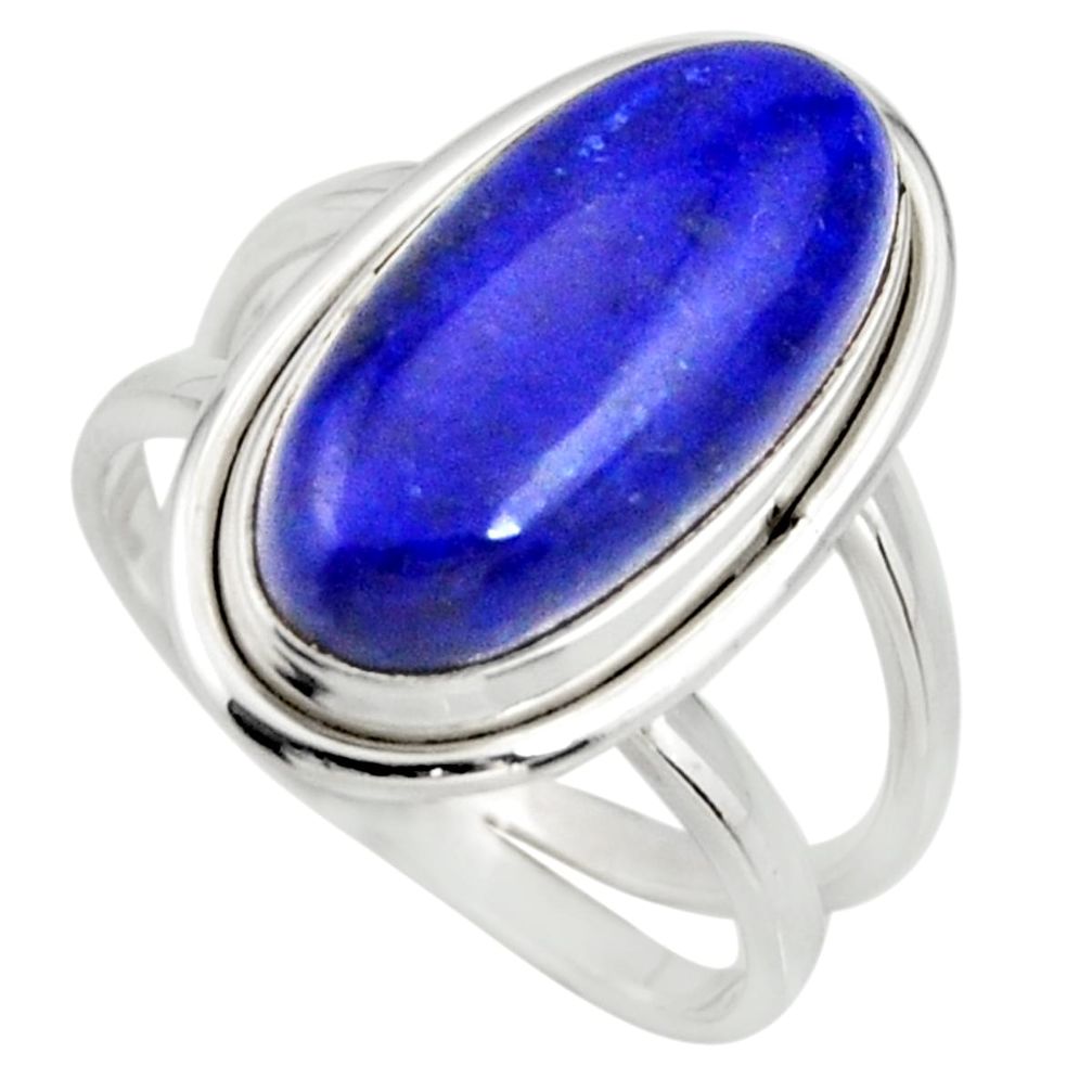 6.74cts natural blue lapis lazuli 925 silver solitaire ring size 8 r27151