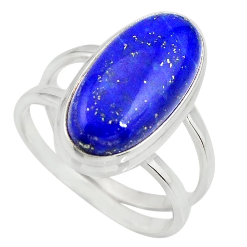 6.42cts natural blue lapis lazuli 925 silver solitaire ring size 8 r27153