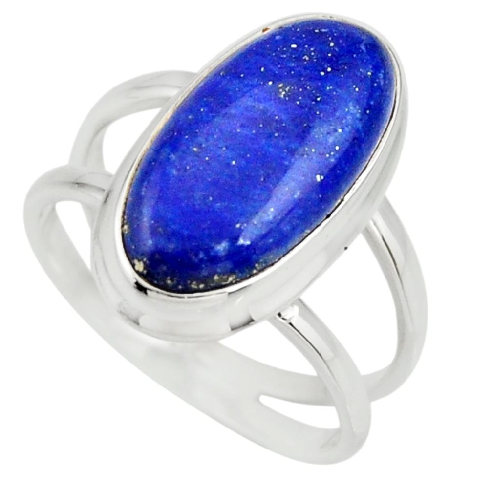 6.28cts natural blue lapis lazuli 925 silver solitaire ring size 8 r27159