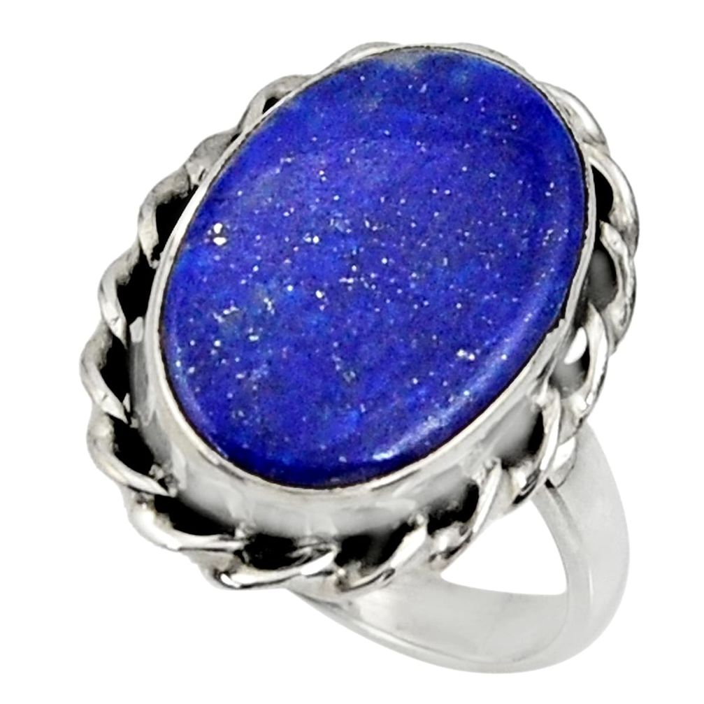 10.80cts natural blue lapis lazuli 925 silver solitaire ring size 8 r28254
