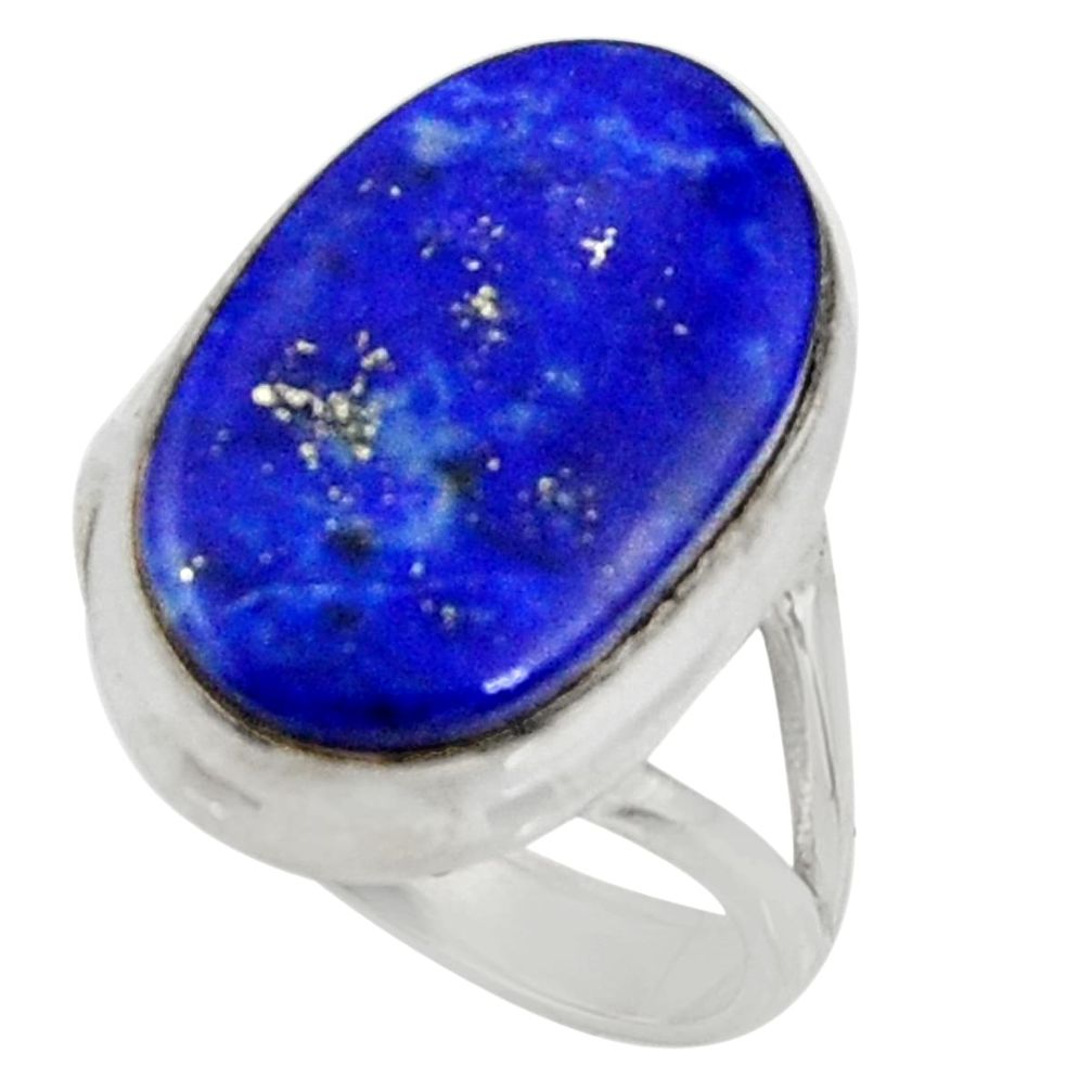 10.69cts natural blue lapis lazuli 925 silver solitaire ring size 8 r28257