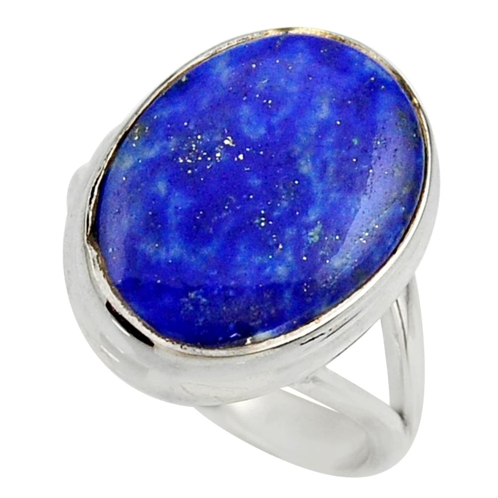 14.12cts natural blue lapis lazuli 925 silver solitaire ring size 8 r28745