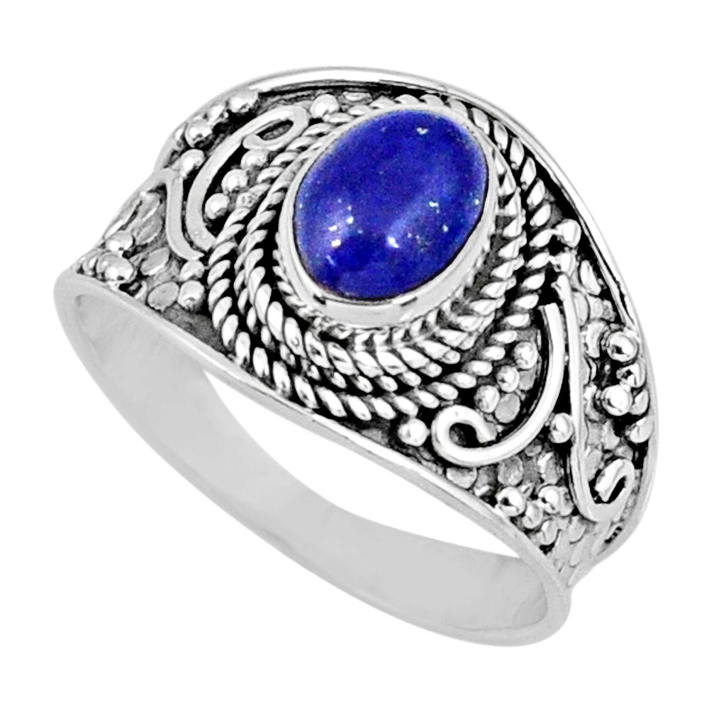 2.09cts natural blue lapis lazuli 925 silver solitaire ring size 8 r57971