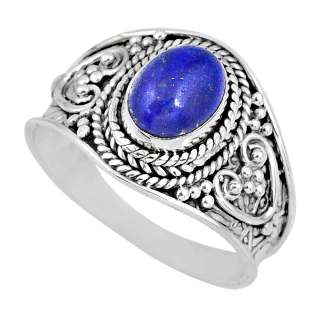 2.17cts natural blue lapis lazuli 925 silver solitaire ring size 8 r57972