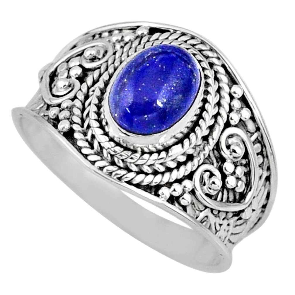 2.17cts natural blue lapis lazuli 925 silver solitaire ring size 8 r57974