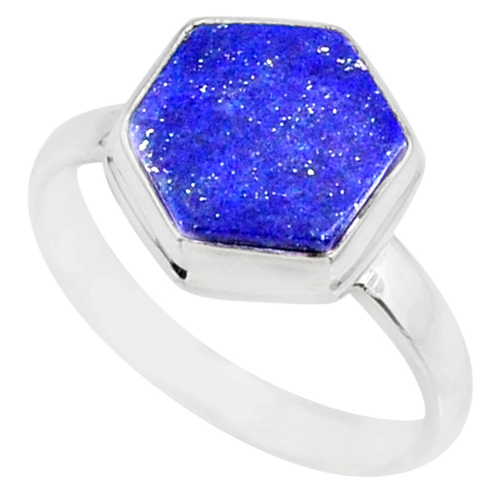 5.43cts natural blue lapis lazuli 925 silver solitaire ring size 8 r80102