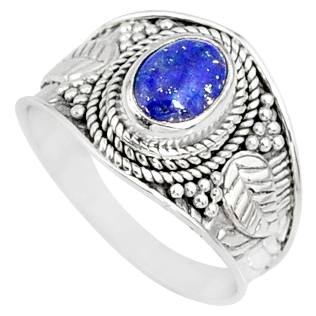 1.91cts natural blue lapis lazuli 925 silver solitaire ring size 8 r81434