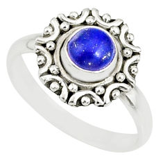 1.37cts natural blue lapis lazuli 925 silver solitaire ring size 8 r82114