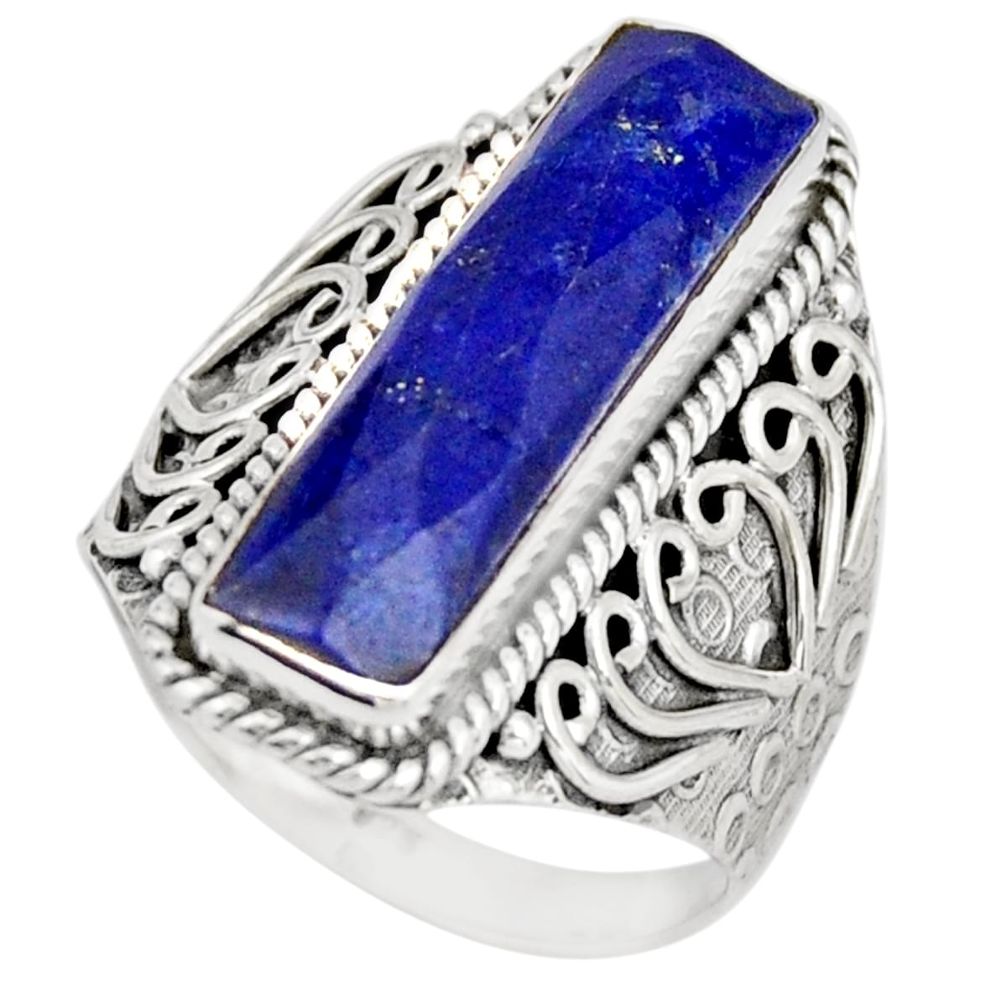 6.67cts natural blue lapis lazuli 925 silver solitaire ring size 9 r21380