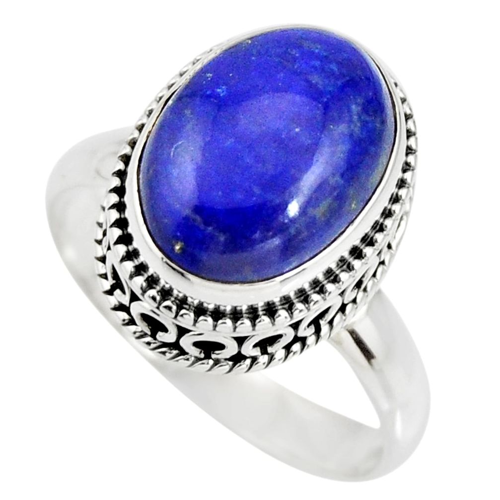 6.57cts natural blue lapis lazuli 925 silver solitaire ring size 9 r26327