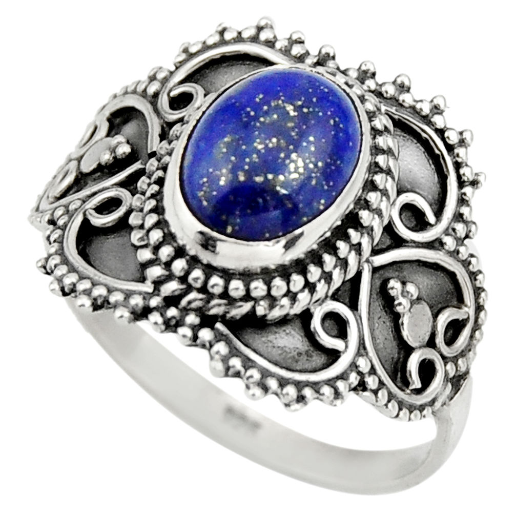 3.34cts natural blue lapis lazuli 925 silver solitaire ring size 9 r26947