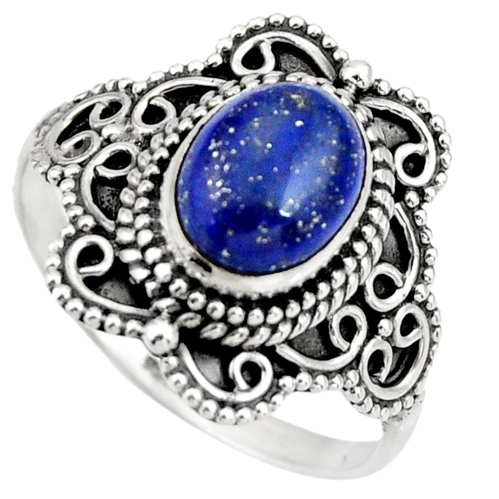 3.05cts natural blue lapis lazuli 925 silver solitaire ring size 9 r26968