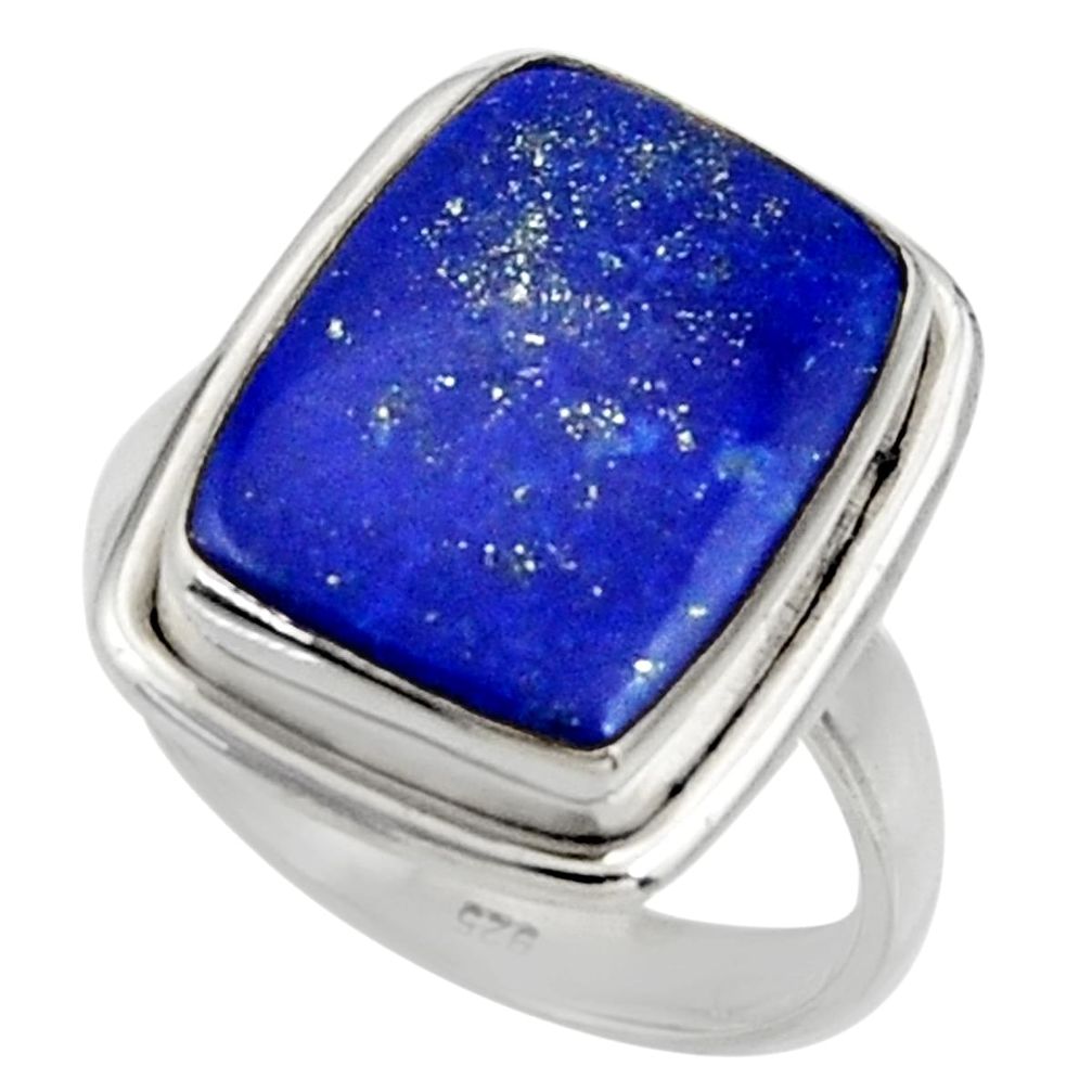 10.66cts natural blue lapis lazuli 925 silver solitaire ring size 9 r28273