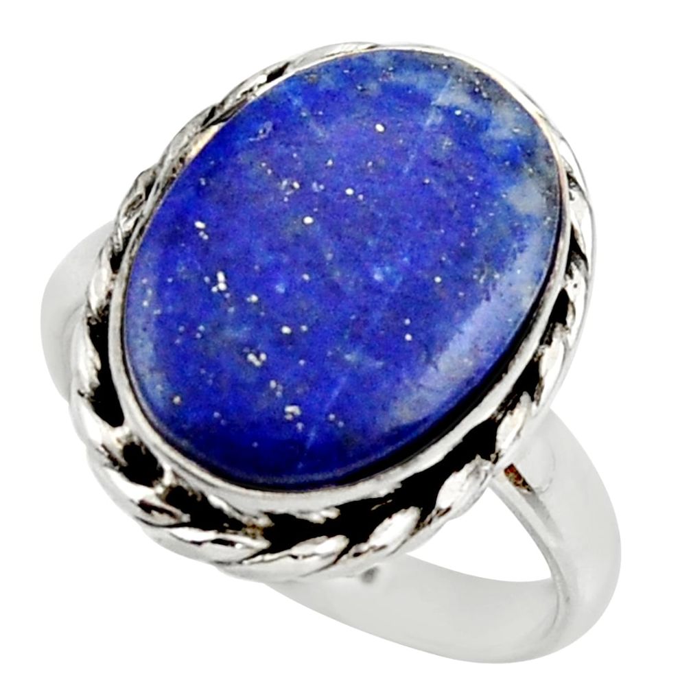 12.34cts natural blue lapis lazuli 925 silver solitaire ring size 9 r28754