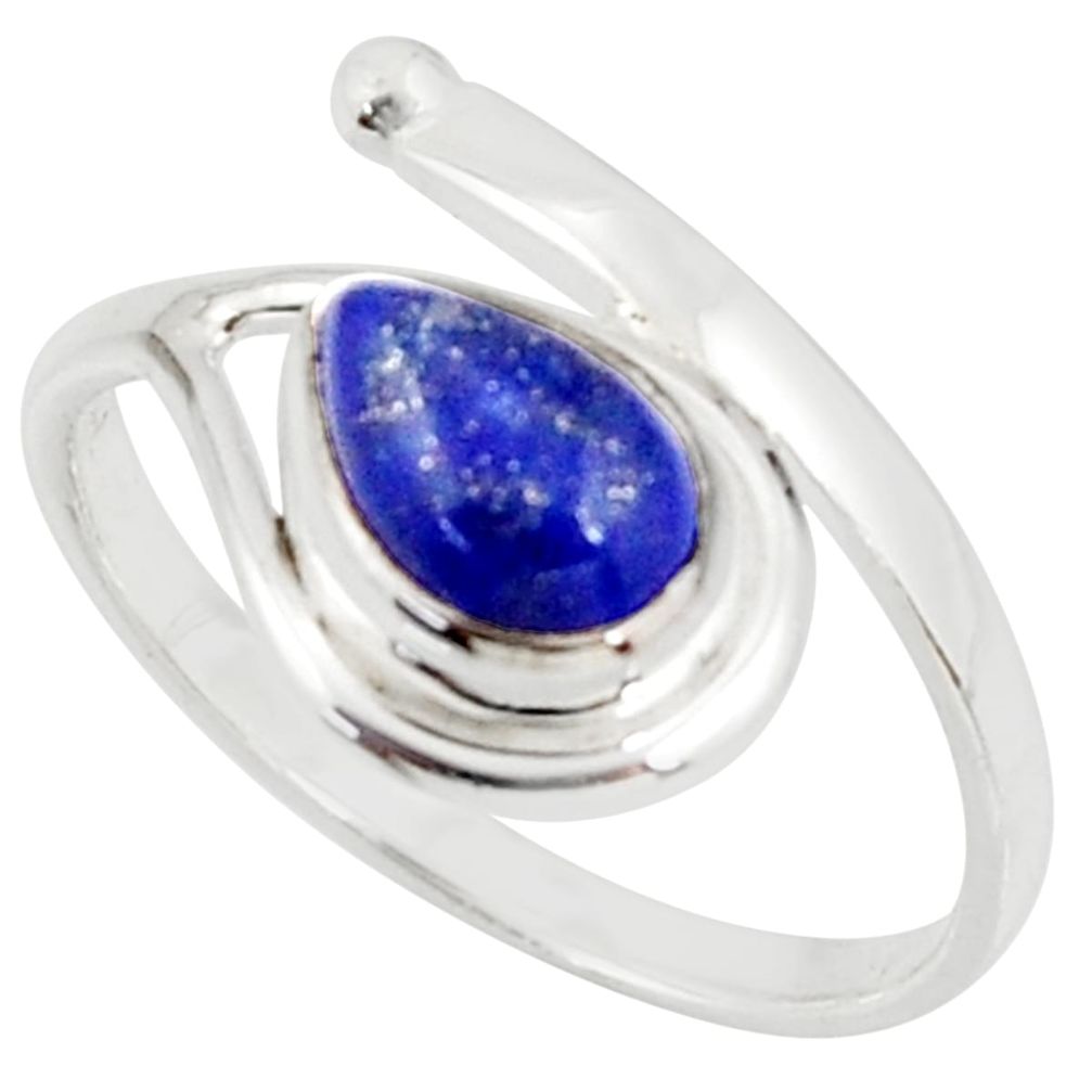2.28cts natural blue lapis lazuli 925 silver solitaire ring size 9 r37915
