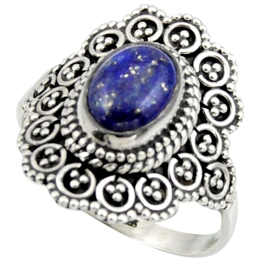 3.14cts natural blue lapis lazuli 925 silver solitaire ring size 9 r41787