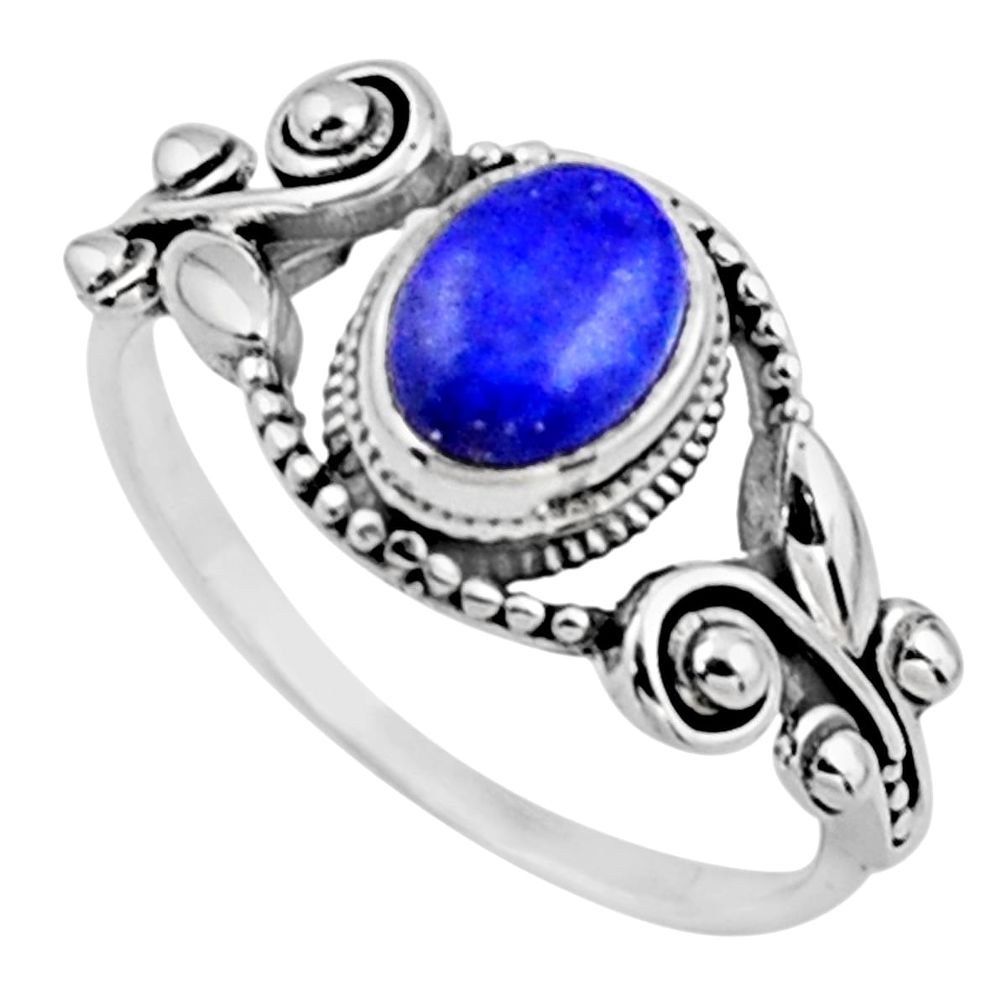 1.94cts natural blue lapis lazuli 925 silver solitaire ring size 9 r54531